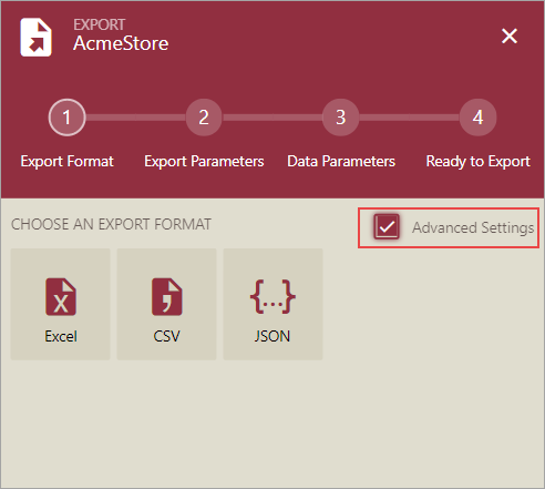 Enable advanced export settings