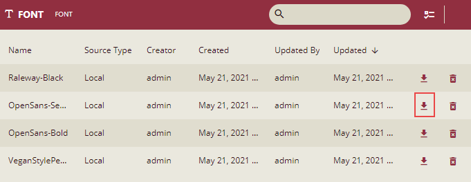 Download the font on the Admin Portal