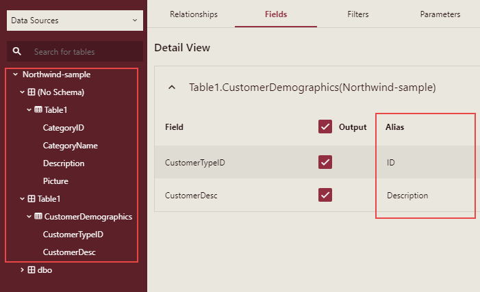 Dataset Designer display mapped column names