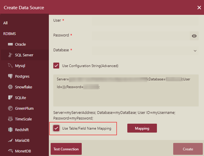 Use Table Field Name Mapping option