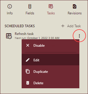 Manage Schedule Task for Datasets