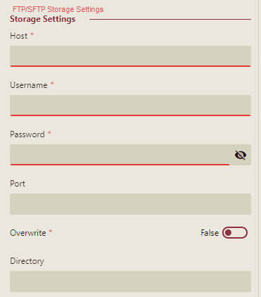 FTP/SFTP Storage Settings