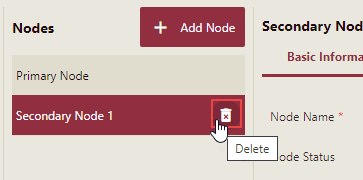 Uninstall or remove the secondary node using the Nodes Management interface