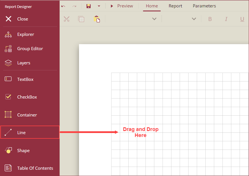 Drag and drop Line control on design area