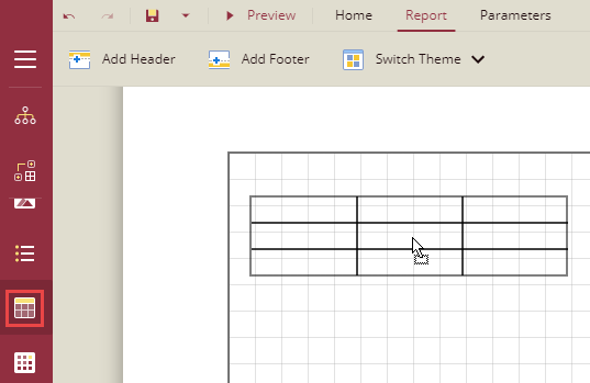 Drag and drop the Table data region onto the design area