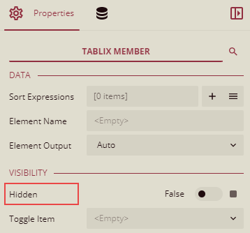 Specify the hidden property for the tablix