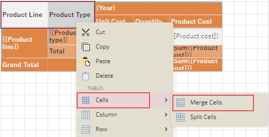 Merging Cells in a Tablix