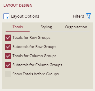 Tablix Wizard Layout Options