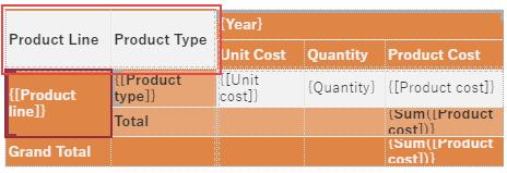 Merging cells in the tablix data region