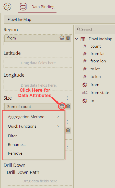 Format Data Attributes of the Bubble Map scenario