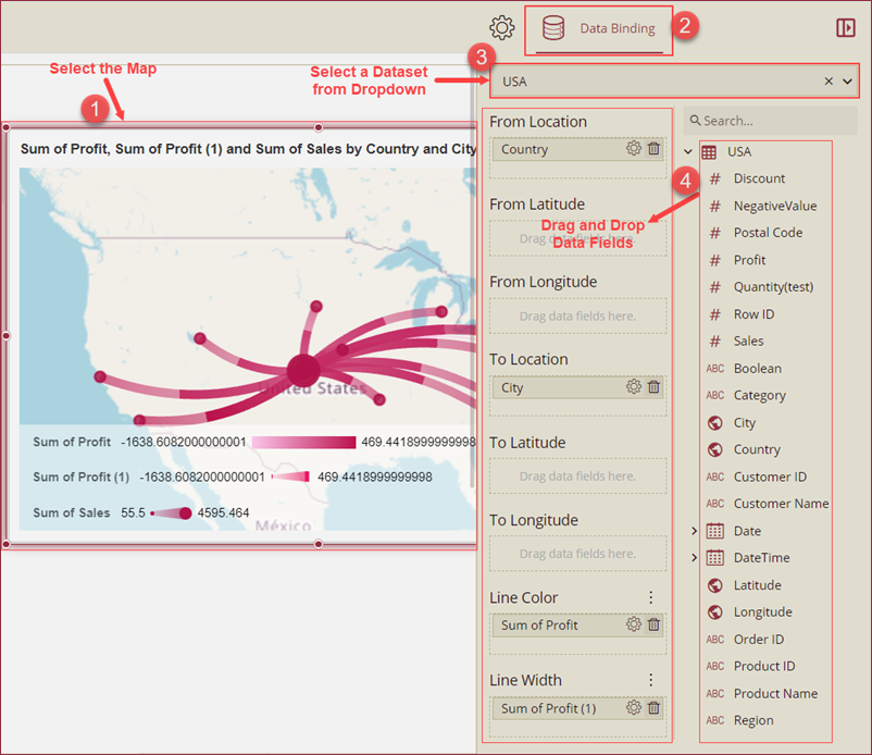 Bind Data to Flow Line Map