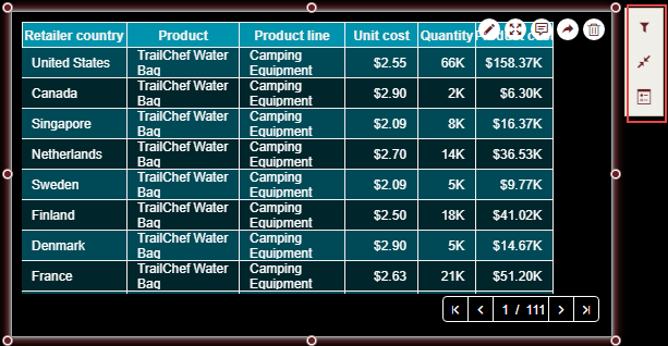 Using the Action Bar to filter the year values