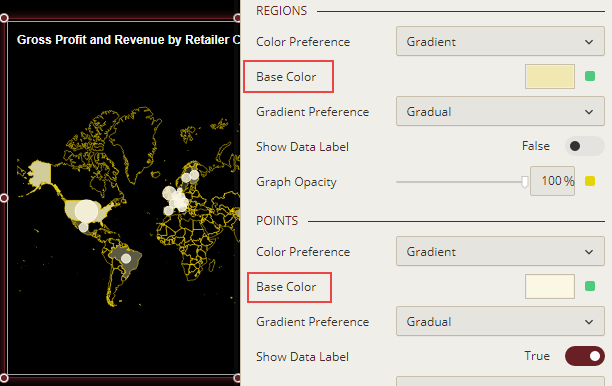 Changing regional border and base color for the scenario