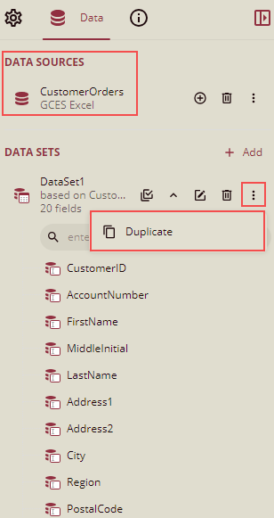 Dataset Based On Embedded Datasource