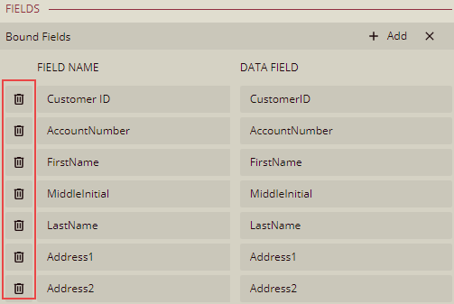 Deleting a field in the dataset