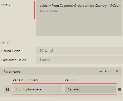 Adding a parameter in the dataset